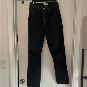 Black Denim Jeans with Distressed Knees